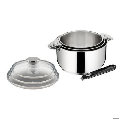 Casserole Lagostina Tempra Acier 20cm - Acier Inox 18/10, Fond Lagotherm, Manches Silicone - Pour Induction