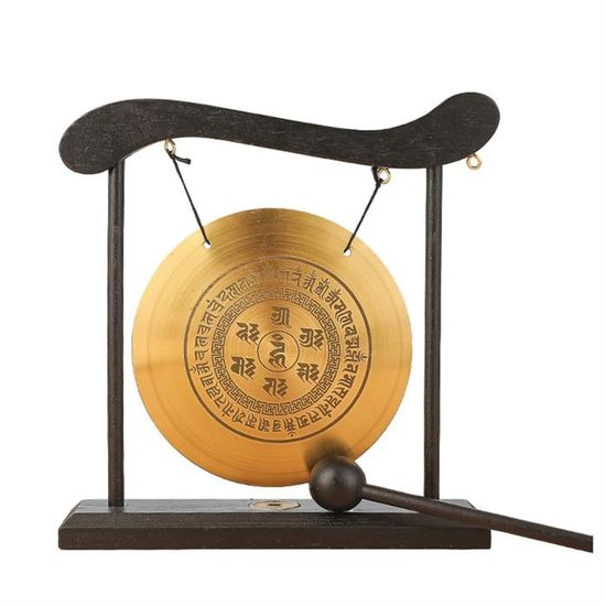 Mini Gong De Bureau En Laiton – 12,5 Cm, Avec Maillet, Décoration Asiatique Ou Instrument De Relaxation