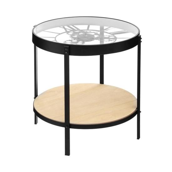 Atmosphera - Table à café avec Pendule mécanique Hauteur 49 cm Noir