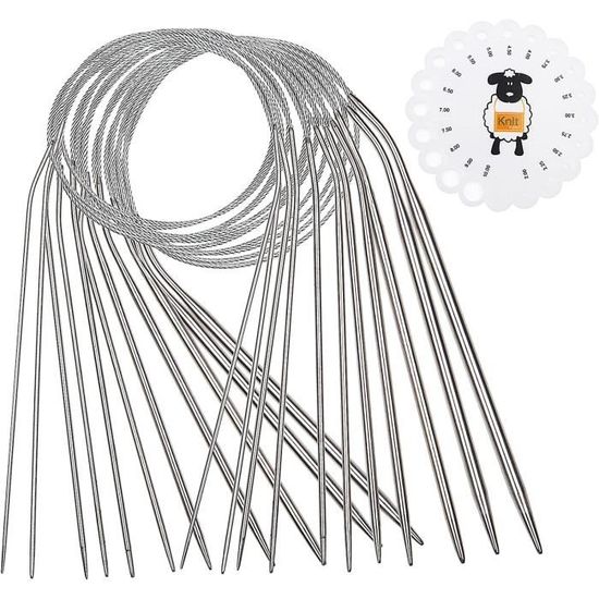 Set D'aiguilles Circulaires Ergonomiques – 5 Tailles En Acier Inoxydable Pour Tricot Créatif - 7
