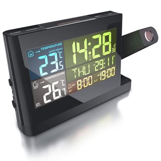 Station Météo Radio « Deluxe » - Station Météo Colorée Avec Horloge