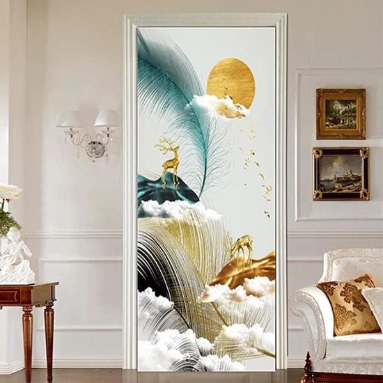 Sticker Porte Effet 3D Modèle De Bibliothèque 77 X 200Cm