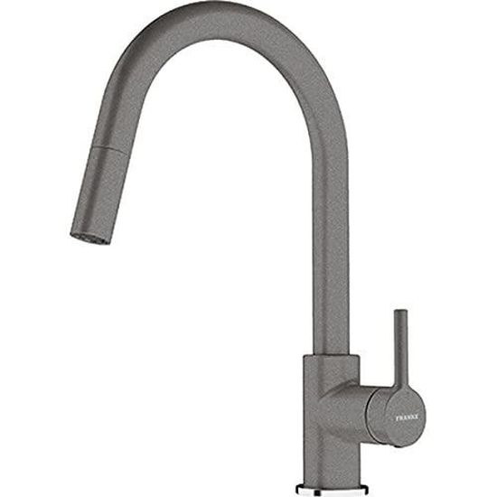 Franke Lina L 115.0693.393 Robinet De Cuisine Noir Mat – Bec Fixe Type L, Haute Pression, Laiton