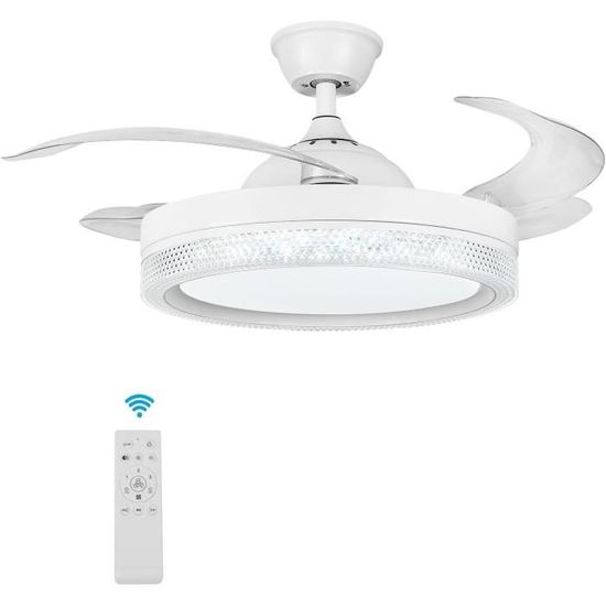Ventilateur De Plafond LED Gamer 60W Avec Lumières RGB Et Télécommande - Blanc, 55.6 X 14.2 Cm - 5