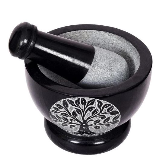 Mortier Et Pilon En Pierre - Design Lune Et Étoile - Pour Épices, Herbes Et Pâtes