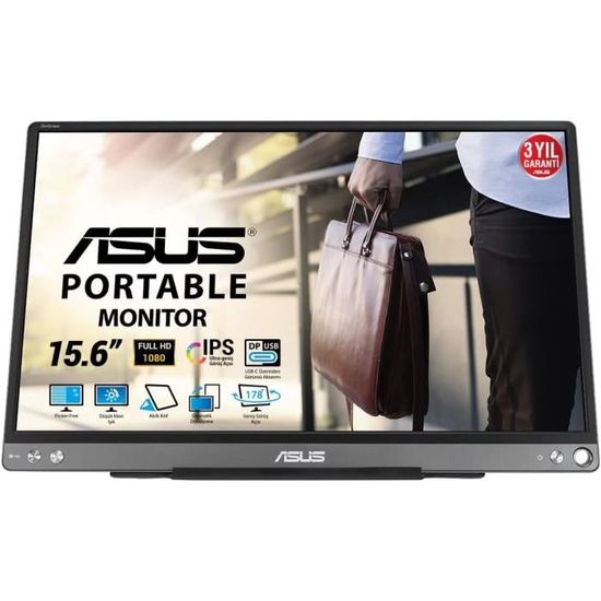 Ecran Portable ASUS Zenscreen MB16ACV 15.6" FHD IPS - USB-C/USB-A - Ultra Léger Pour Télétravail Et Gaming