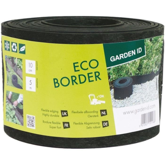 Bordure de jardin en caoutchouc recyclé - GARDEN ID Eco Border - 5 m H10 cm - Indestructible - Flexible pose droite ou courbée.