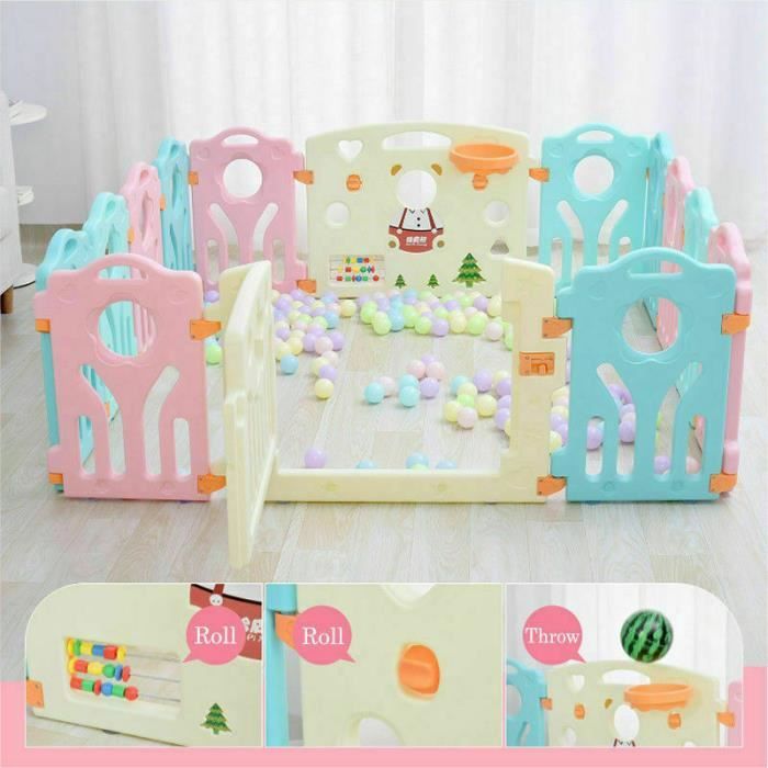 Parc bébé plastique pour la sécurité d'enfants barriere maison intérieur - extérieur - Jardin (Multicolore, 10+2 Panels)