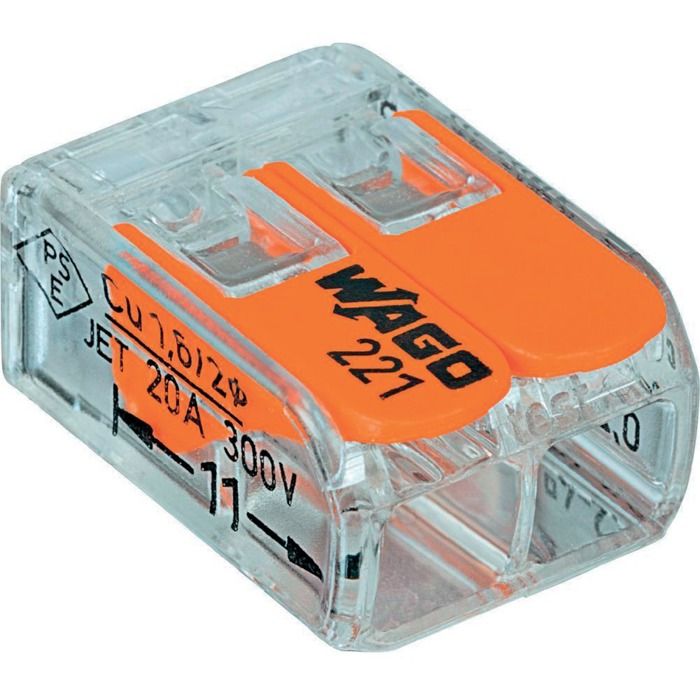 Bornes de raccordement COMPACT 4 mm² transparent 02 conducteurs - WAGO - 221-412 BT 100