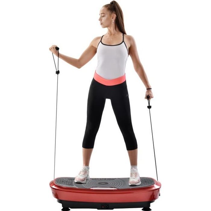 Plateforme Vibrante et Oscillante Double Moteur 3D pour Musculation et Fitness, LCD, 200W + 200W,5 programmes - Rouge