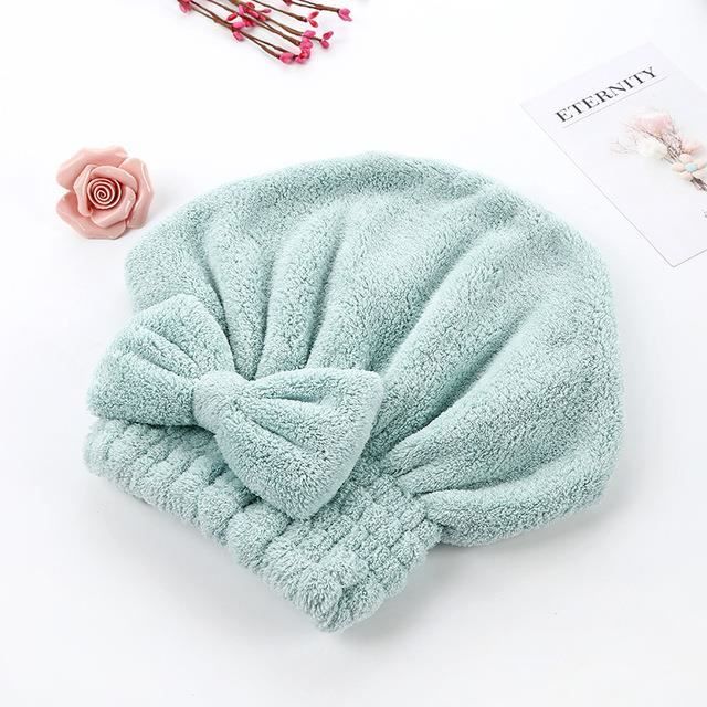 Capuchon absorbant pour cheveux secs Turban Coral Fleece Serviette pour cheveux secs Bonnet de douche épais de haute qualité-vert