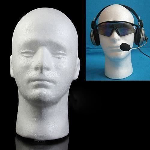 Mannequin homme mousse polystyrène tête de mannequin modèle perruque lunettes chapeau présentoir blanc D047C
