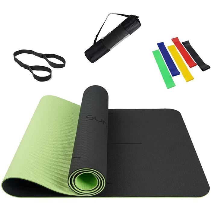 Summer Mae Tapis de Yoga de Gymnastique Mat Fitness Exercise Deux-Tons Antidérapant Tapis 183 x 61 x 0,6 cm