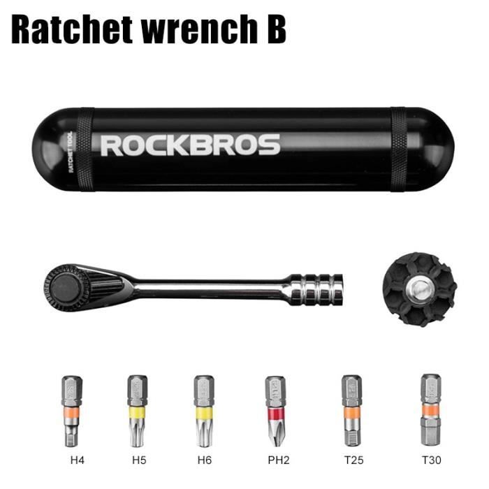 Pièce Détachée,Kit d'outils de réparation de vélo multifonctionnel ROCKBROS clé dynamométrique tournevis - Type Ratchet wrench B