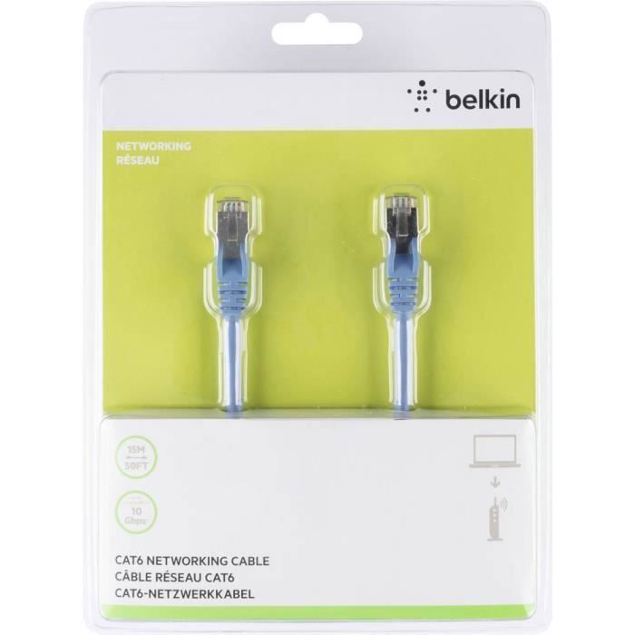 BELKIN Câble CAT6 STP RJ45M M 15M Patch Snagless - Bleu
