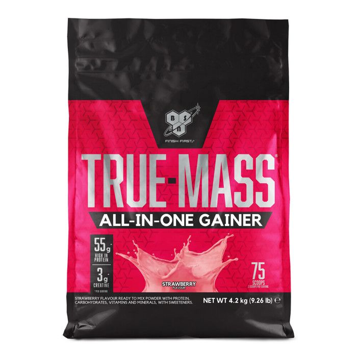 True Masse All In 4200g Fraise Bsn Gainers - Prise de Masse