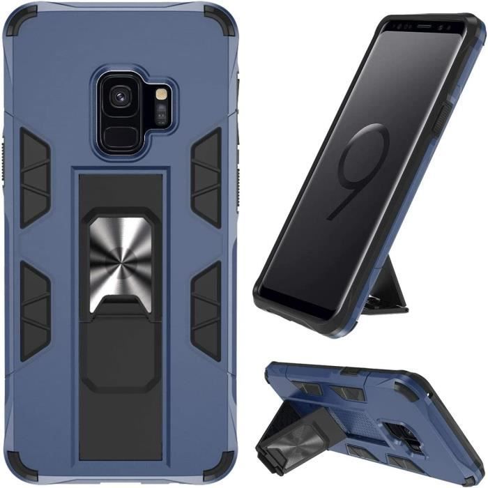 Coque Samsung S9 Samsung Galaxy S9 Double Couche Renforcée Défense Protection Robuste Anti Choc avec Béquille SamsTV