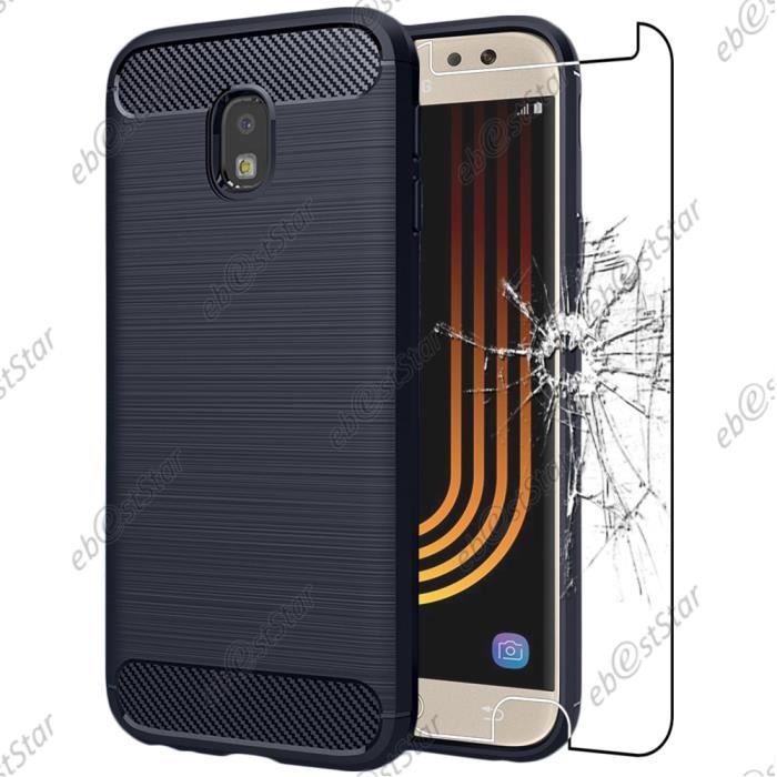 ebestStar ® pour Samsung Galaxy J7 2017 SM-J730F - Coque Motif Fibre Carbone Luxe 2 barres horizontales Silicone Gel Cussins d'Air