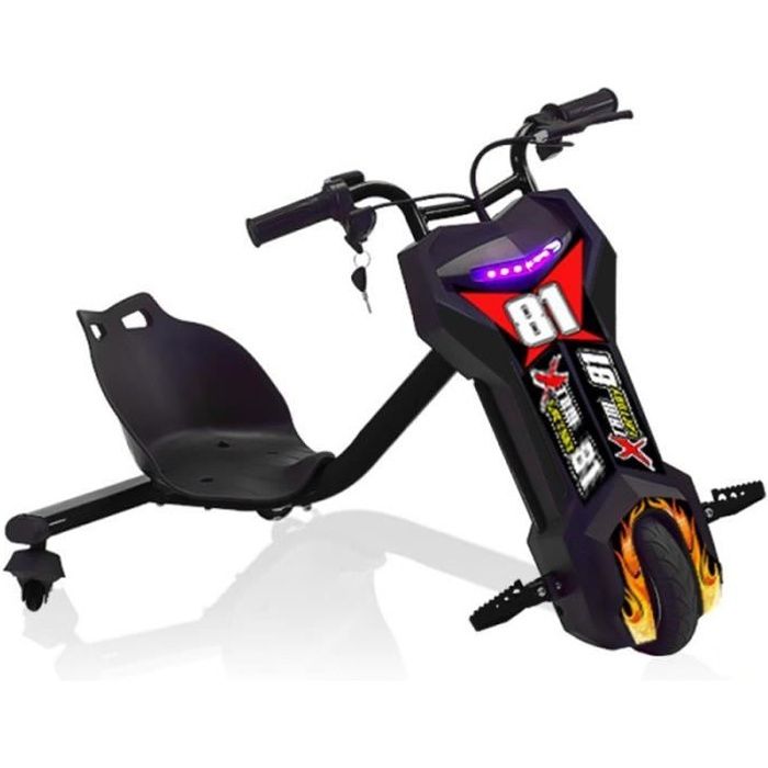 Drift KART enfant 360° 3 roues 350W - - Noir-