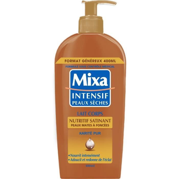 MIXA Intensif Peaux Sèches - Lait Corps Nutritif Satinant pour Peaux Mates à Foncées - 400 ml
