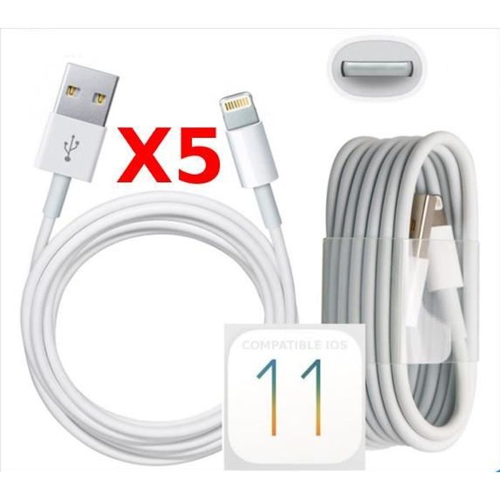 X5 Cable Usb pour Iphone 5 / 5S /SE PACK X5 Couleur :