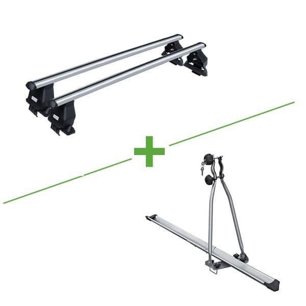 Pack barres et porte vélo MBO Tema alu + Huggy Lock pour Volkswagen Transporter Long V - 3665597391435