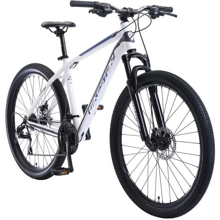 BIKESTAR | VTT | 27,5 Pouces | 21 vitesses Shimano avec frein à disque Hardtail | Blanc Lilas