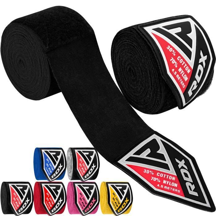 RDX MMA Bandes Élastiqué Mains Intérieur Gants, Entrainement Muay Thai, Mitaine Boxe Arts Martiaux 4,5 Mètres Bandage Poignet
