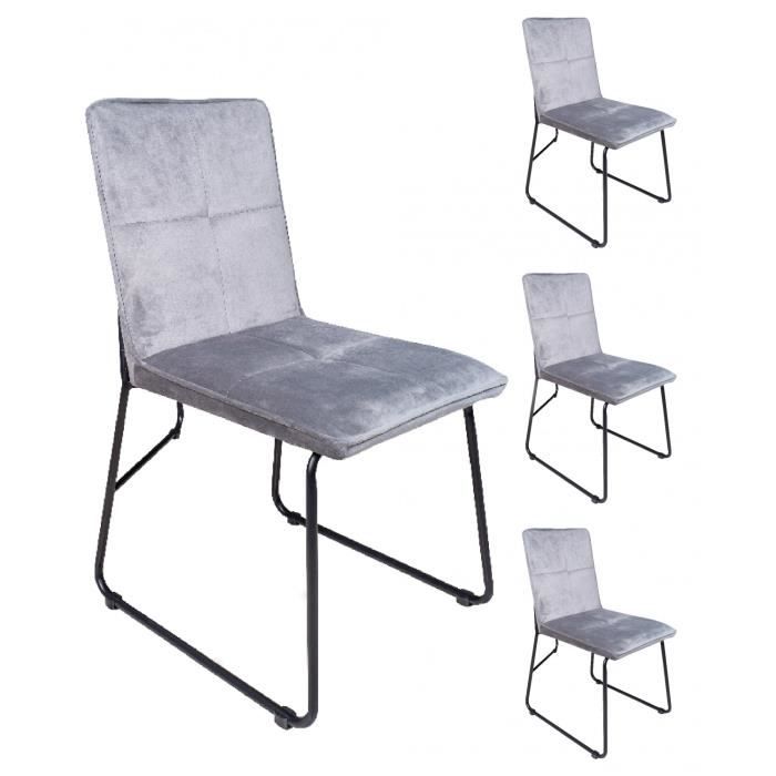 4 Chaises Melbourne velours gris