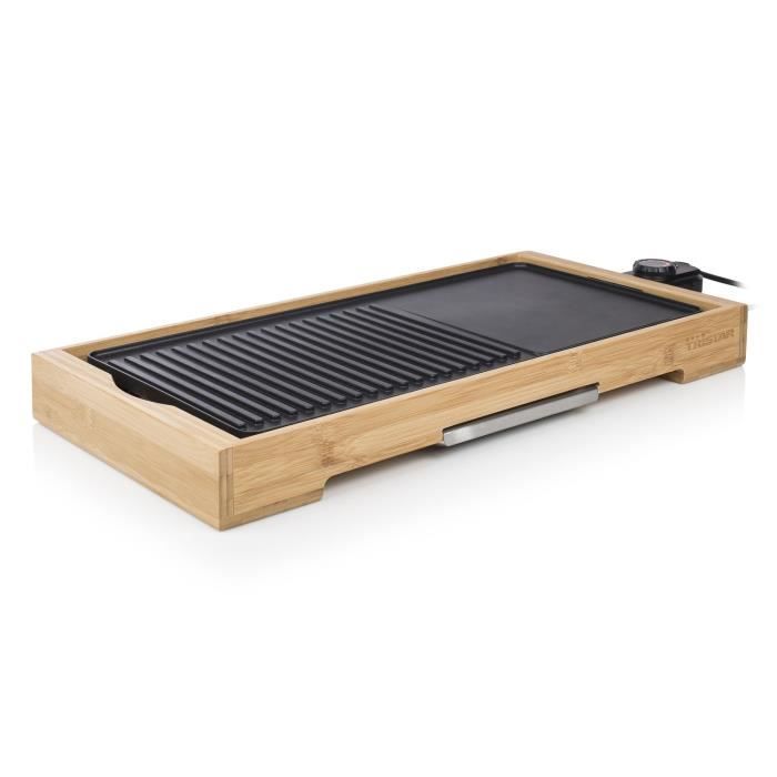 Plancha électrique de table en bambou Cuisto XL - 2000W - 51 x 25,4 cm
