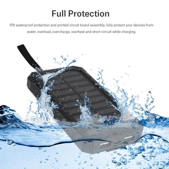 YOSOO Portable Power Bank Portable 20000mAh Banque d'alimentation Solaire Mobile de Double USB Charge Rapide DIY Kit Noir
