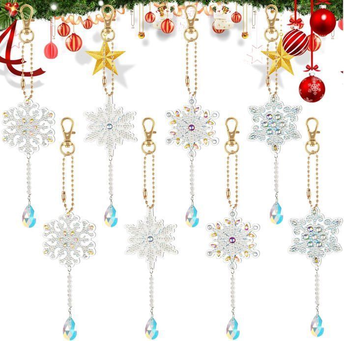 Diamond Painting Porte-Clés 8Pcs Kit Broderie Diamant Animaux - Oiseau Hibou Tortue Papillon