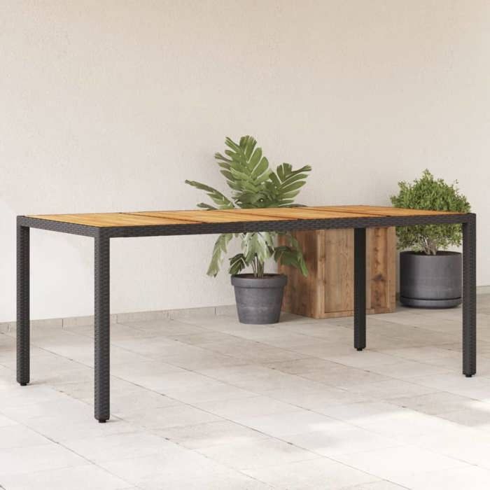 vidaXL Table de Jardin et Dessus en Bois dAcacia Table à Manger Table de Repas Meuble de Patio Terrasse Extérieur Noir 365541