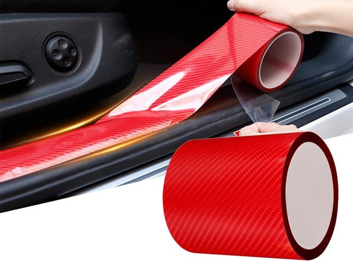 Film Protecteur En Fibre De Carbone Noir Pour Voiture - 10 Cm X 3 M - Anti-Rayures Portes, Coffre - Autocollant Vinyle - 10
