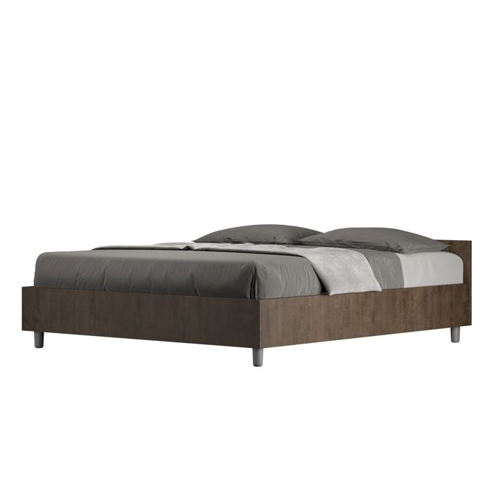 Lit - Ityhome - Nuamo - 160x200 cm - Noyer - Sommier à lattes inclus Lit - Ityhome - Nuamo - 160x200 cm - Noyer - Sommier à lattes inclus