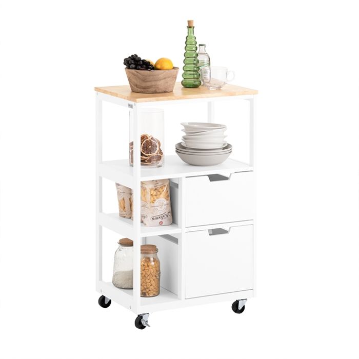 Desserte de Cuisine à roulettes FKW111-WN SoBuy - avec 2 Tiroirs et 3 Etagères - Support à Épices - 53 x 37 x 89 5 cm Desserte de Cuisine à roulettes FKW111-WN SoBuy - avec 2 Tiroirs et 3 Etagères - Support à Épices - 53 x 37 x 89 5 cm