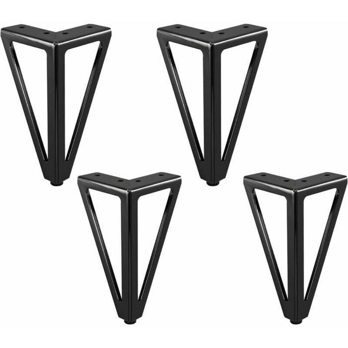 Pieds de Meubles - LARGEIGHT - Lot de 4 - Métal Noir - 15 cm - Antidérapants