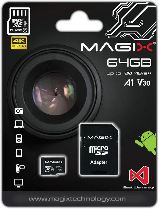 Carte Mémoire Micro SD - MAGIX - HD Series - 64 Go - Classe 10 - Vitesse 80 Mo/s - Appareil Photo