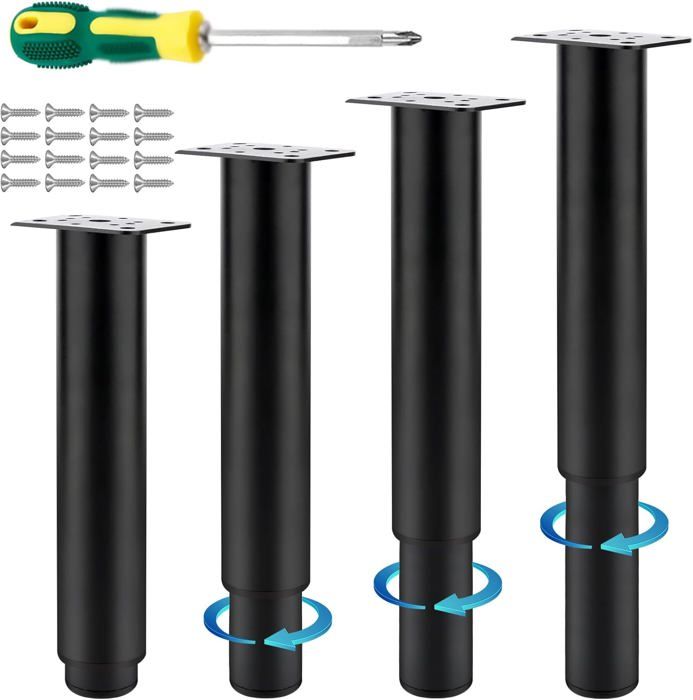 4Pcs Pied de Lit à Visser Metal Hauteur 25 cm Pieds pour Sommier à 4Pcs Pied de Lit à Visser Metal Hauteur 25 cm Pieds pour Sommier à