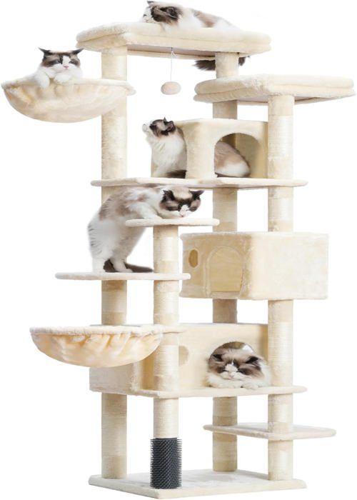 Comparer les prix de Arbre à Chat XXL - SSS - Multi-Niveaux - 188 cm - 2 Grandes Plateformes - 3 Trous