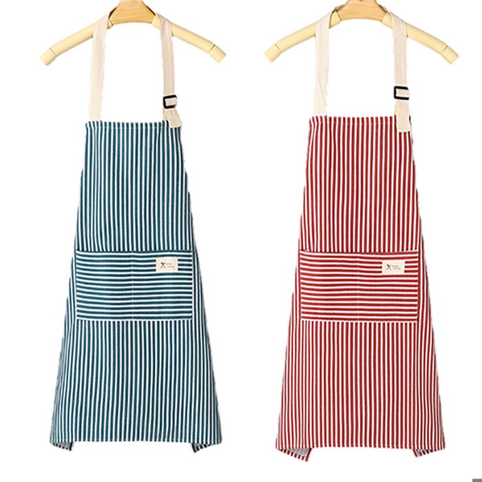 Lot De 2 Tabliers Enfants – Polyester/coton – 48x47 Cm – Rouge Et Bleu – 2 Poches – Peinture, Cuisine, Bricolage