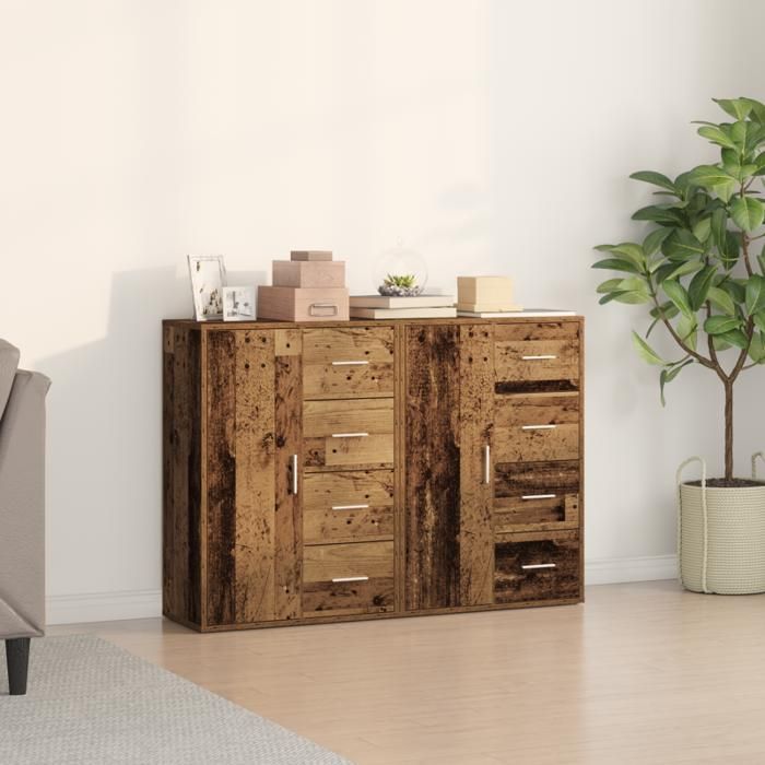 Buffets 2 pcs Bois Ancien 60x31x84 cm Panneau de Bois