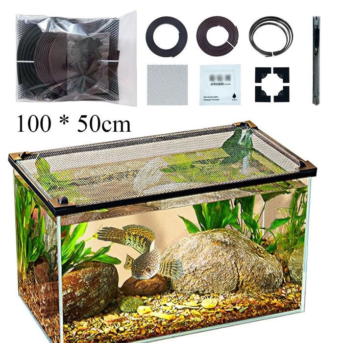 Comparer les prix de Couvercle daquarium en Maille Filet Anti-Saut Couvrir avec Un Filet Filet de protection magnétique 100 x 50cm