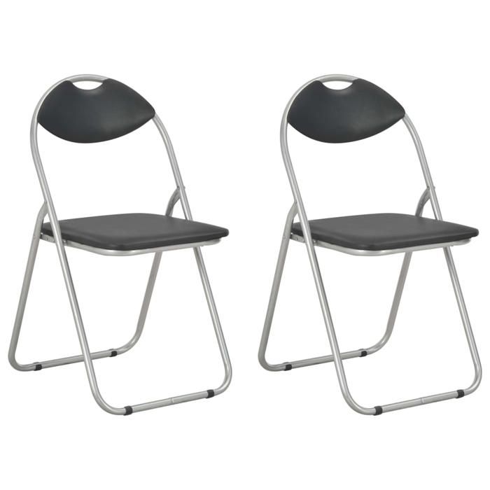 Printemps/été 2025 Chaises pliantes à manger lot de 2 - SOLOMON - noir similicuir - 44x43x80.5 cm LV2279