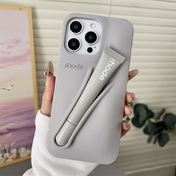 Coque Téléphone Rhode + Rouge à lèvre tinte Gris pour iPhone 12 iphone 12 Pro
