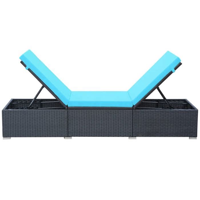 Sale 2026 Chaise longue/Transat - BURKE - 1 PLACE - avec coussin - Résine tressée Noir Cc1156