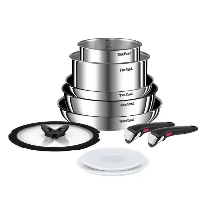 Batterie de cuisine - TEFAL - L897SA74 - Acier inoxydable - 10 pièces - Tous feux dont induction