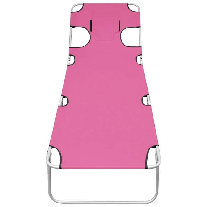 STAR SALE® Chaise longue(1 PC) - lit de repos - pliable - avec coussin - de tête Acier Rose magento 189x58x27 cm T2862