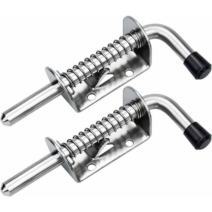 Verrou porte de garage à ressort - PZCC - 2 pièces - 128 mm - Acier inoxydable 304 - Résistant à la rouille