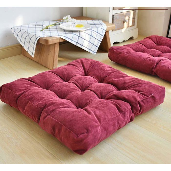 1 piece Coussins dAssise Coussins de Chaise 55x55x10cm Coussin de Sol Couverture en Polyester et Remplissage en Coton Burgundy